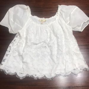 Anthropologie moulinette soeurs lace white top